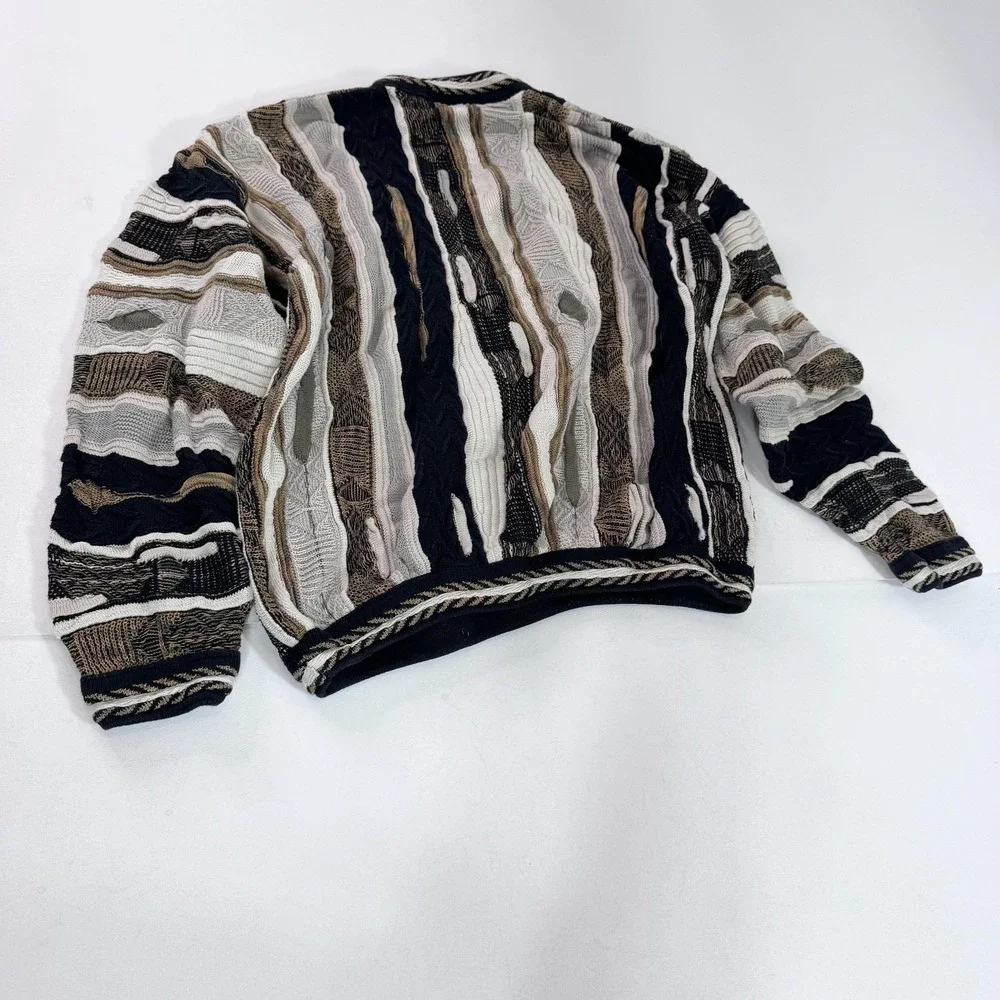 Vintage Tundra Sweater Mens Large Multicolor 3D Coogi Style Knit Pullover 90s